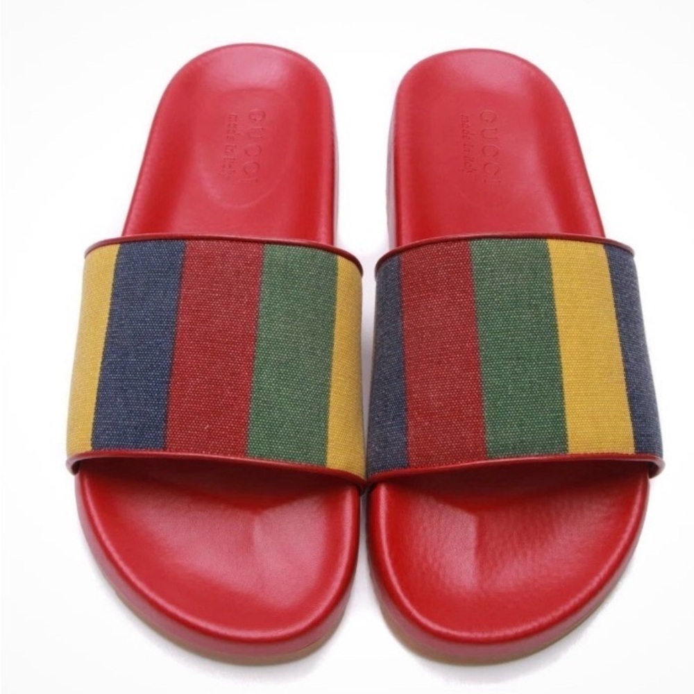 Gucci Vibrant Striped Red Slides